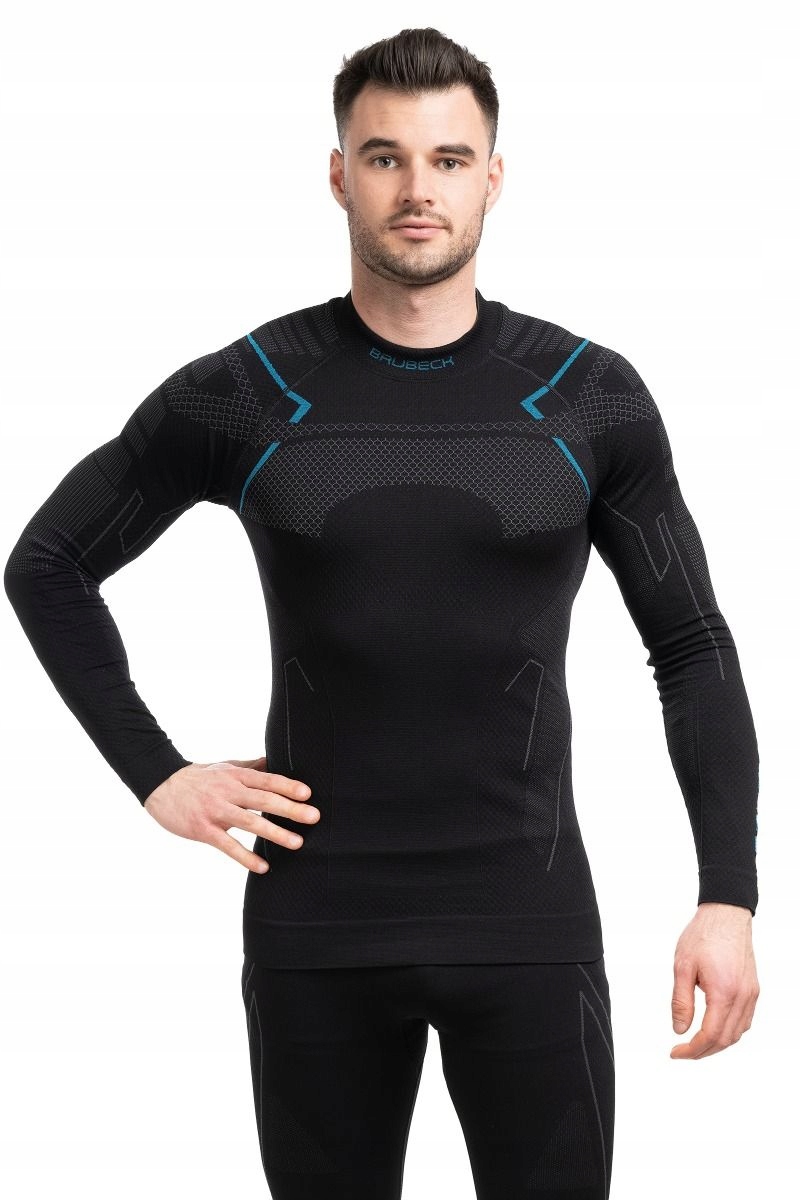 Koszulka termoaktywna męska męska Brubeck Thermo LS13040A Black Blue XXL