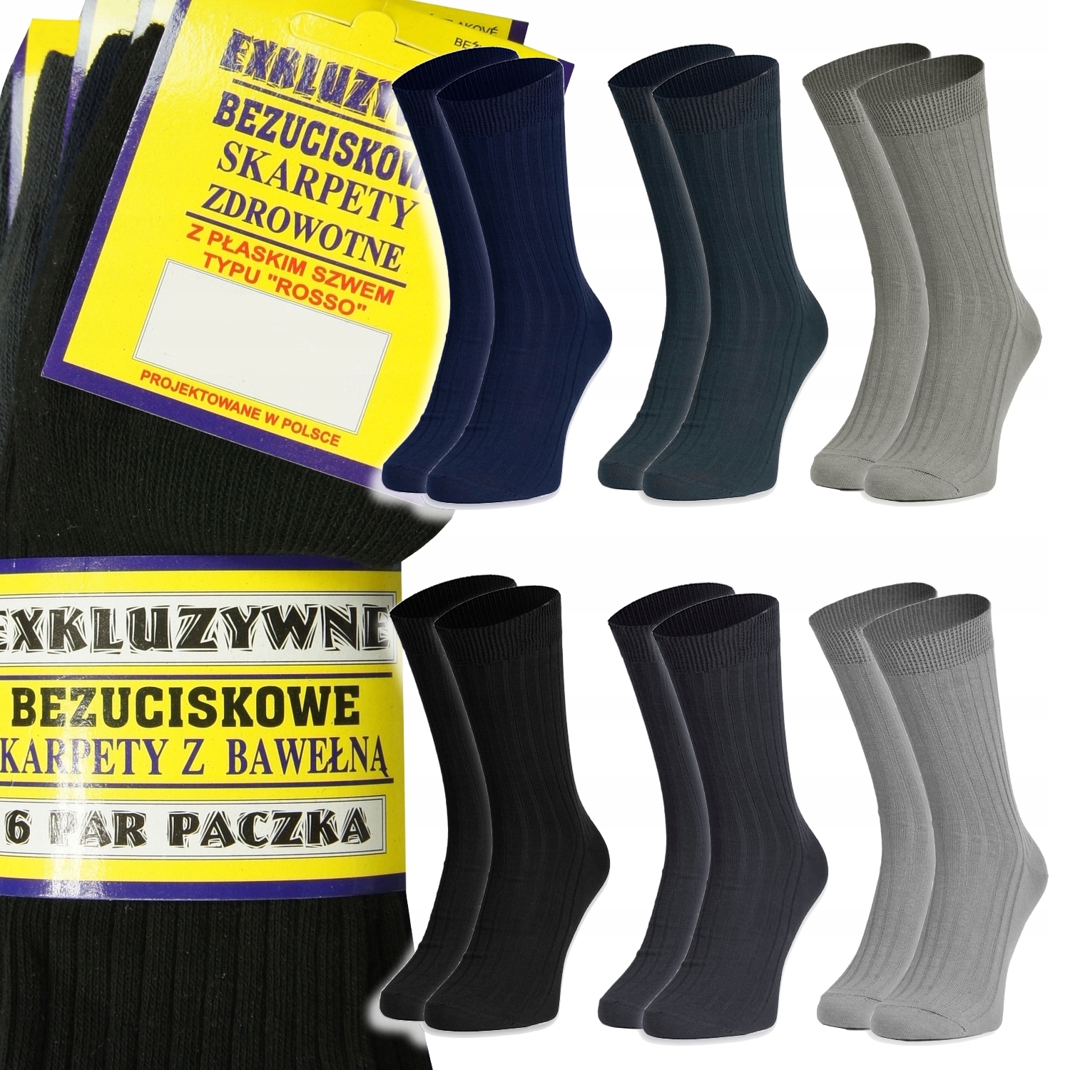 

6x Skarpety Bawełniane Bezuciskowe M 43-46 Ex