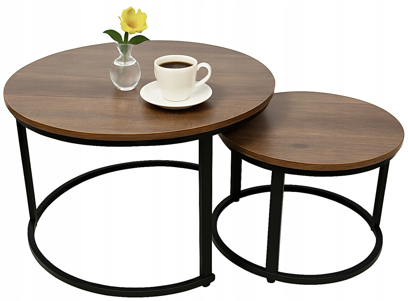 STOLIKI KAWOWE OKRĄGŁE ZESTAW STOLIKÓW 2w1 FI 80/60cm