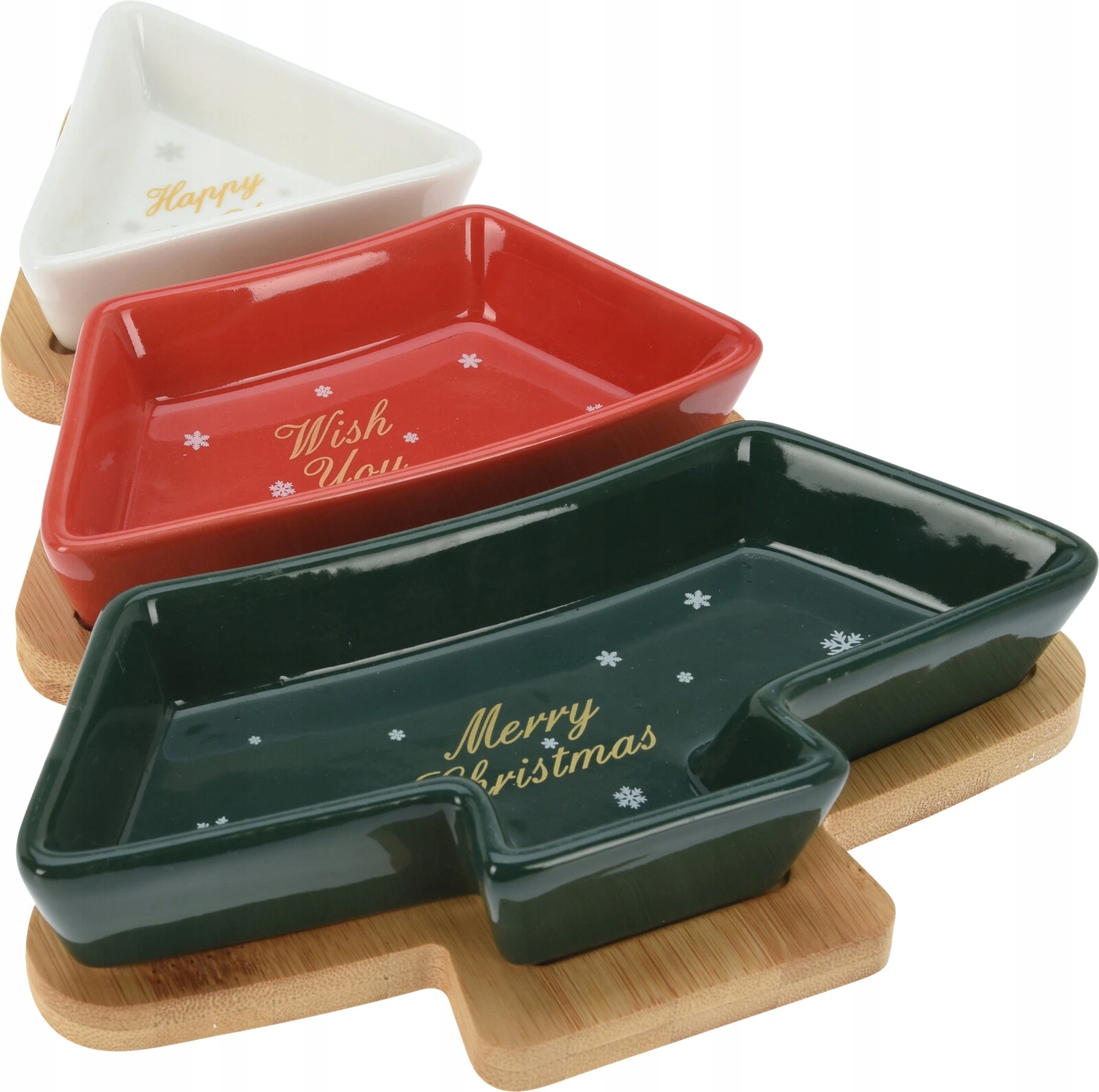 Servírovací sada Stromeček: Bambusový tác a 3 misky (27x20x4 cm)