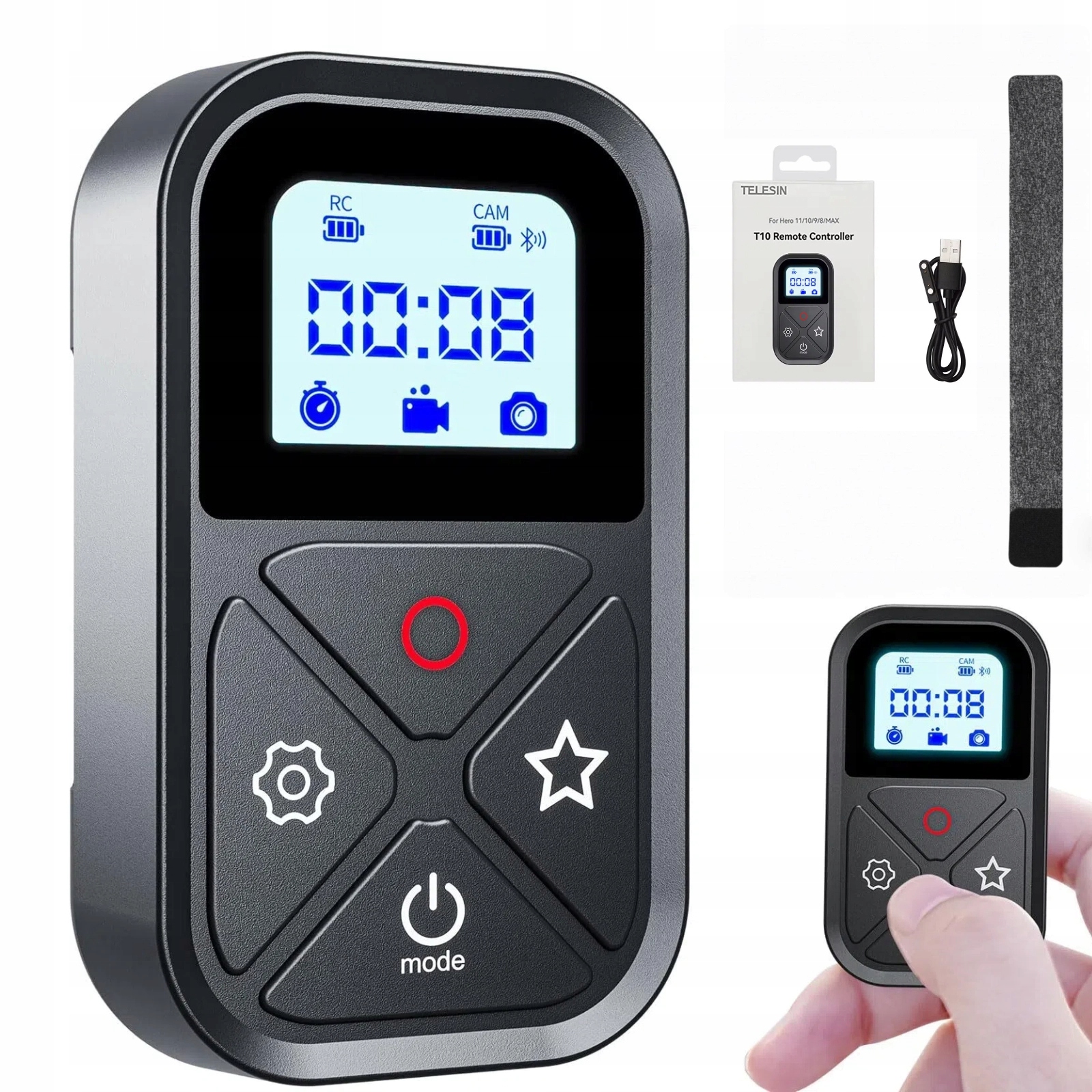 Bezdrátový dálkový ovladač pro kamery GoPro Hero 12 11 10 9 8 Black