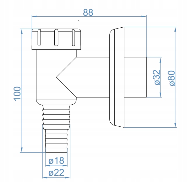 Syfon pralkowy nadtynkowy chrom Inter-Sano Kod producenta 19956