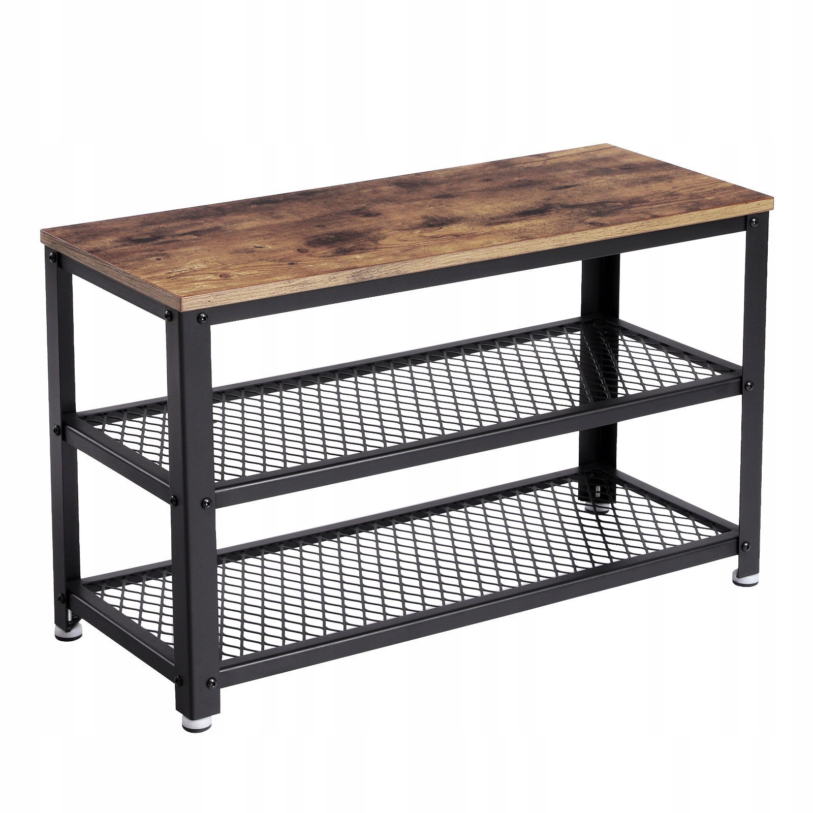 Lavička bez úložného priestoru Songmics 73 x 45 x 30 cm, hnedá, kovové čierne nohy