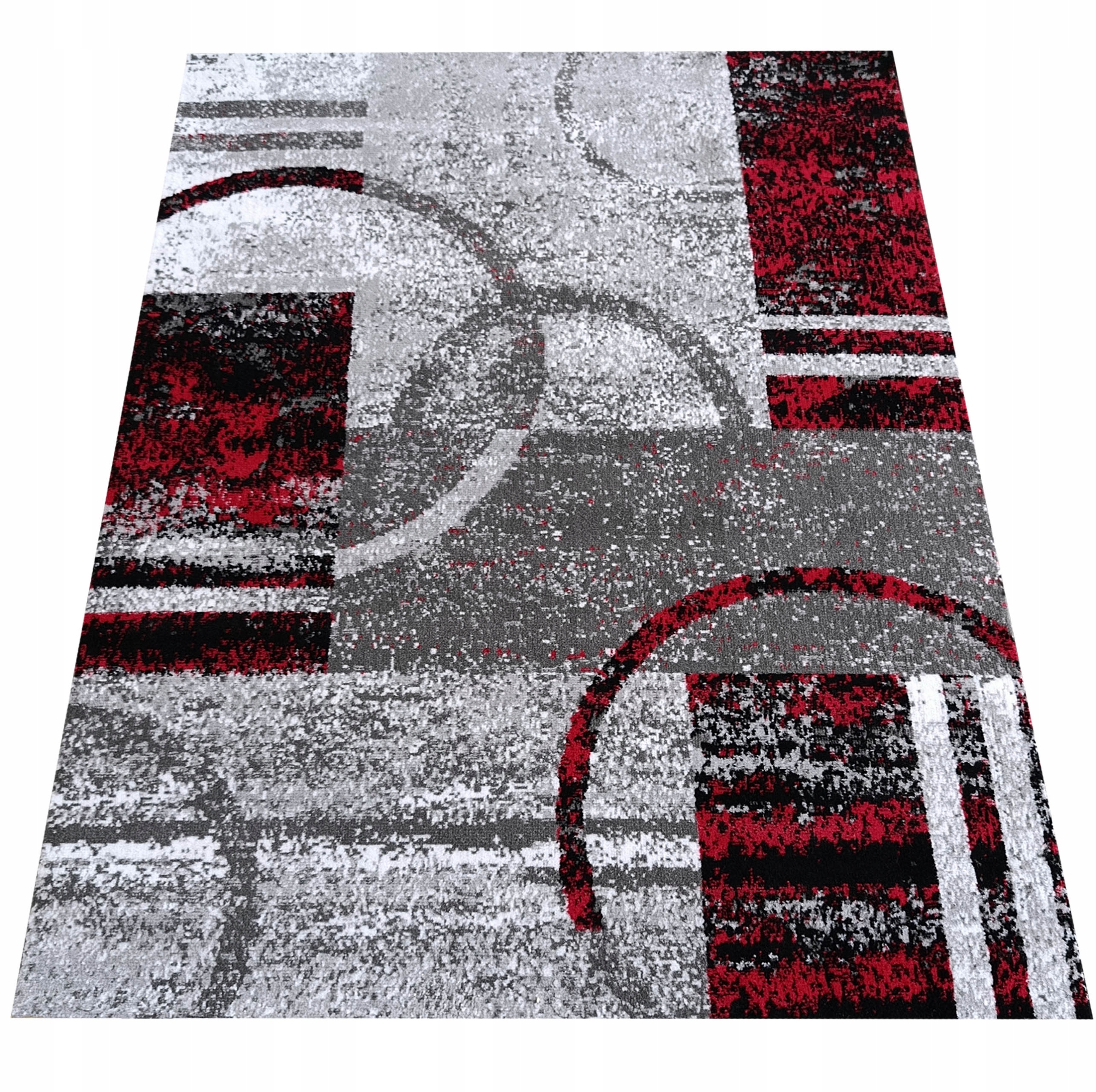 Tani dywan do salonu 120x170 Soho 19-szaro-czarwony