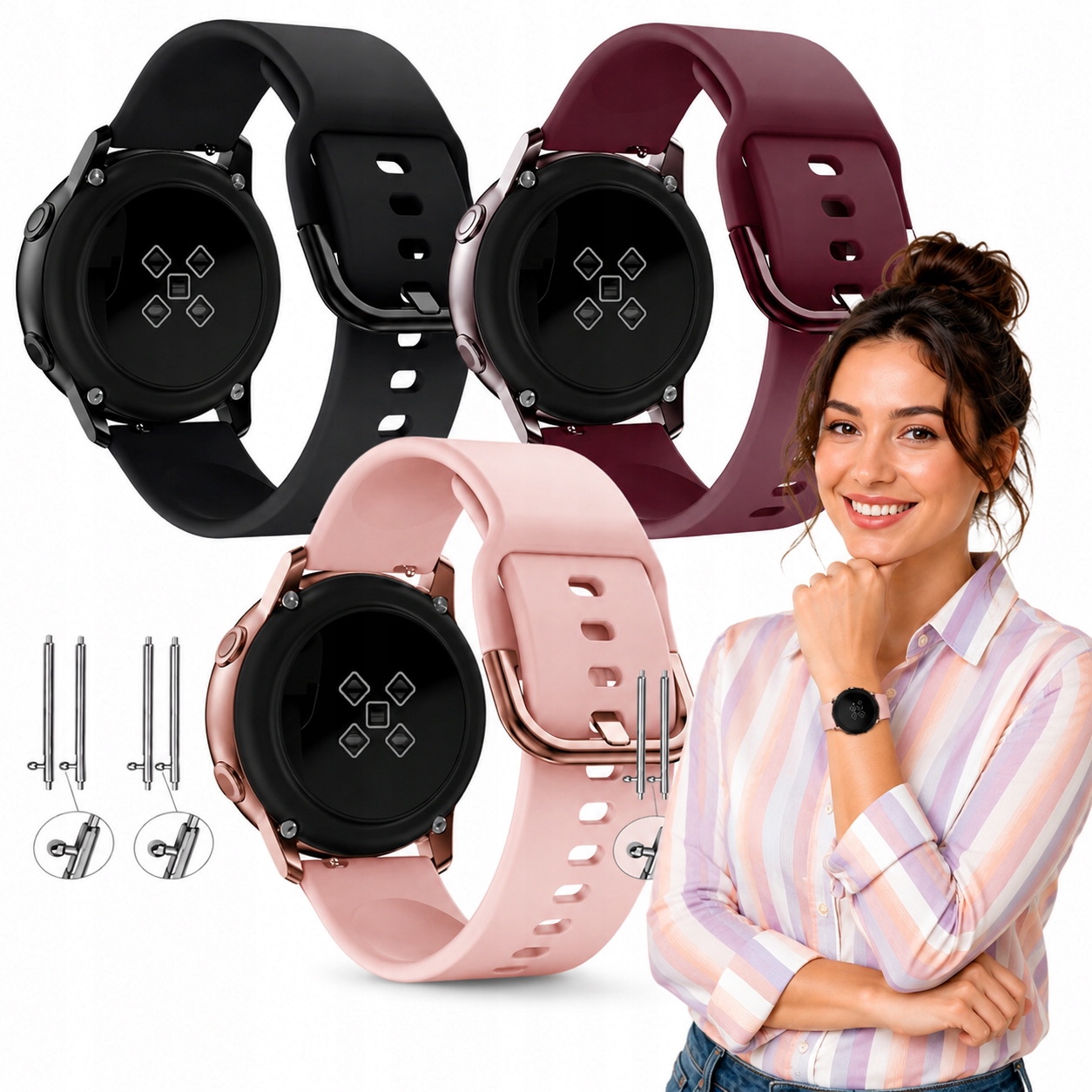 Zestaw 3x Pasek 20MM Do Huawei Watch Gt 2 3 Silikonowy Paski Elegant 42MM