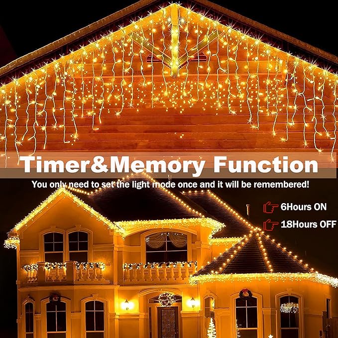 KIMUWOTE KURTYNA ŚWIETLNA Z TIMEREM IP44 WODOODPORNA ZEWNĘTRZNA 10M 400LED — miniatura 9