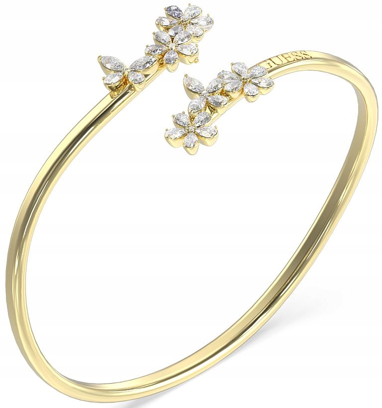 Originální Dámský Náramek Guess Lily Zlatý Bangle Motiv Květin Sada