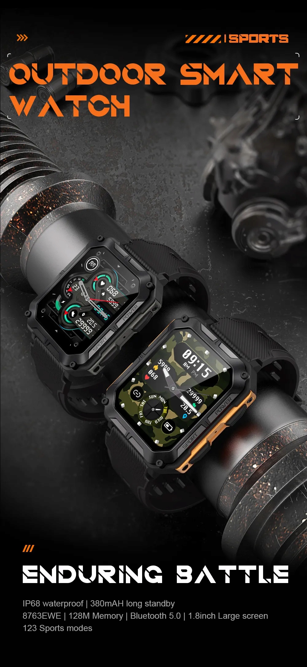 C20 Pro Smart Watch For Men Bluetooth Music Call Outdoor Sports Fitness Cechy dodatkowe Bluetooth