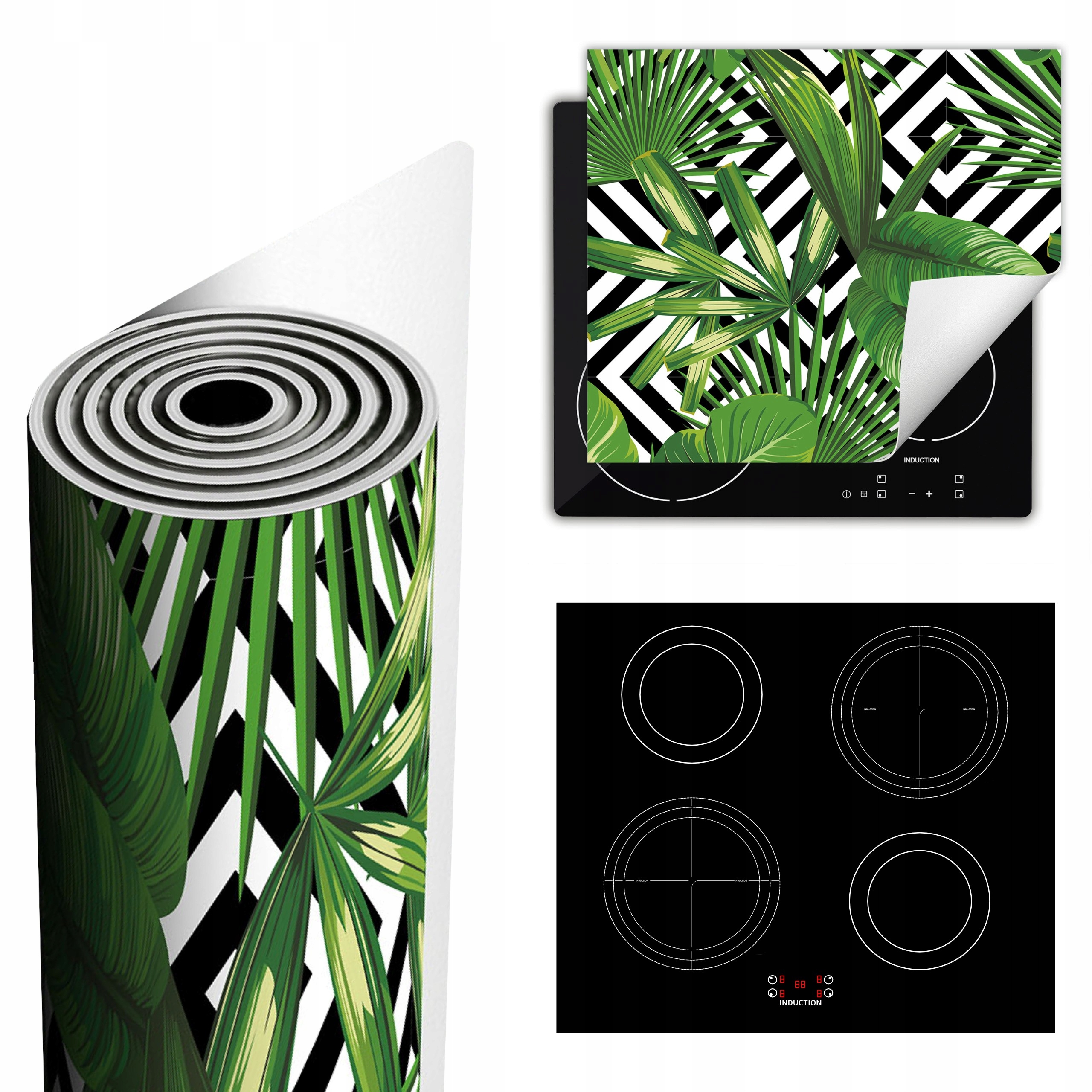 Ochranná Podložka Na Sporák Má Více Místa 60x52 zelená květina