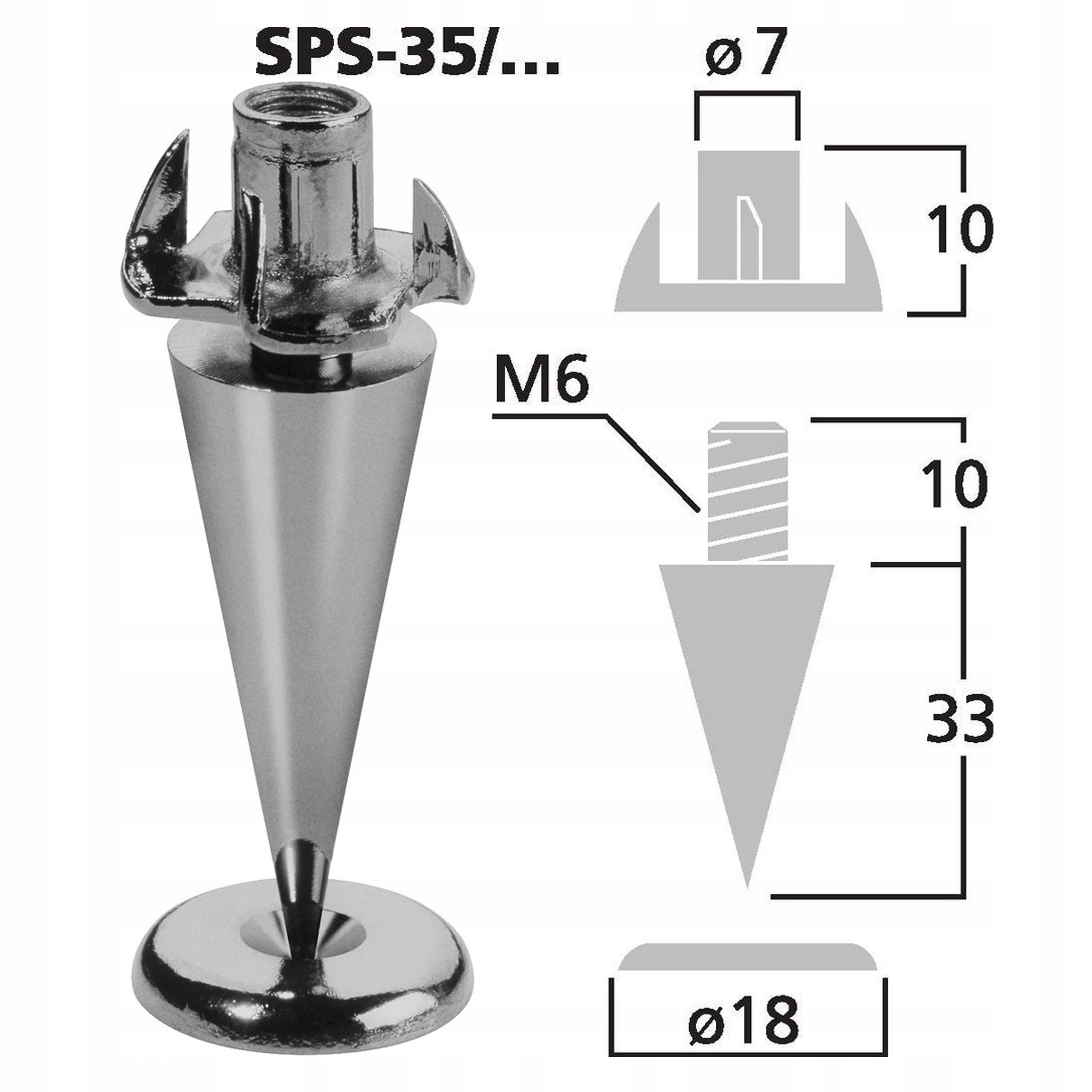 KOLCE GŁOŚNIKOWE DO KOLUMN MONACOR SPS-35SC 4 SZT SREBRNE CHROMOWANE Marka Monacor