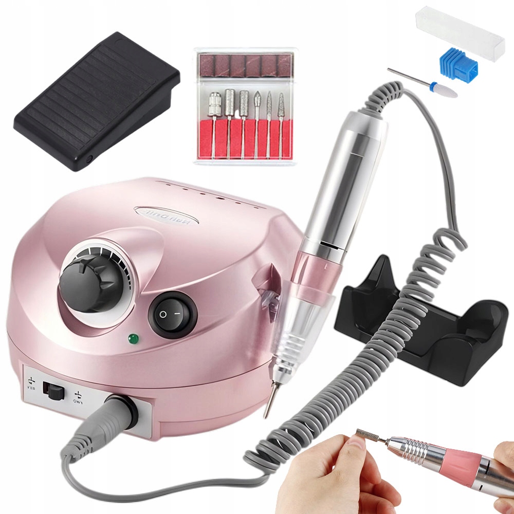 Bruska Na Nehty Manikúra Pedikúra Růžová Nožní Pedál 65W 30000RPM