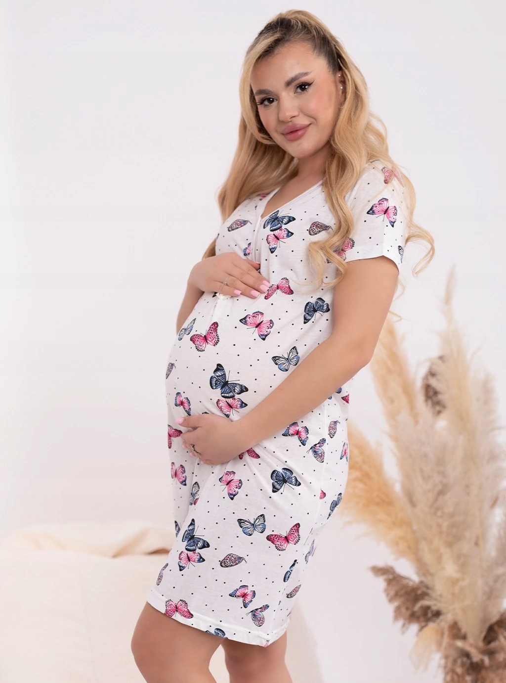 KOSZULA NOCNA PIŻAMA CIĄŻOWA DO PORODU KARMIENIA NA NAPY M Płeć kobieta