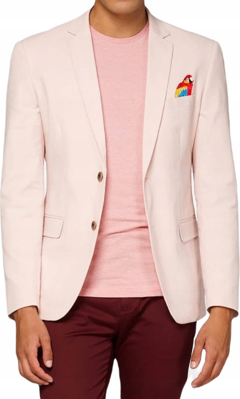 OPPOSUITS Pánske sako s farebnými papagájmi, LEN, ružové 58 XL/2XL