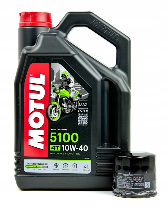 Olej do motocykla Motul 5100 4L 10W40 filtr oleju