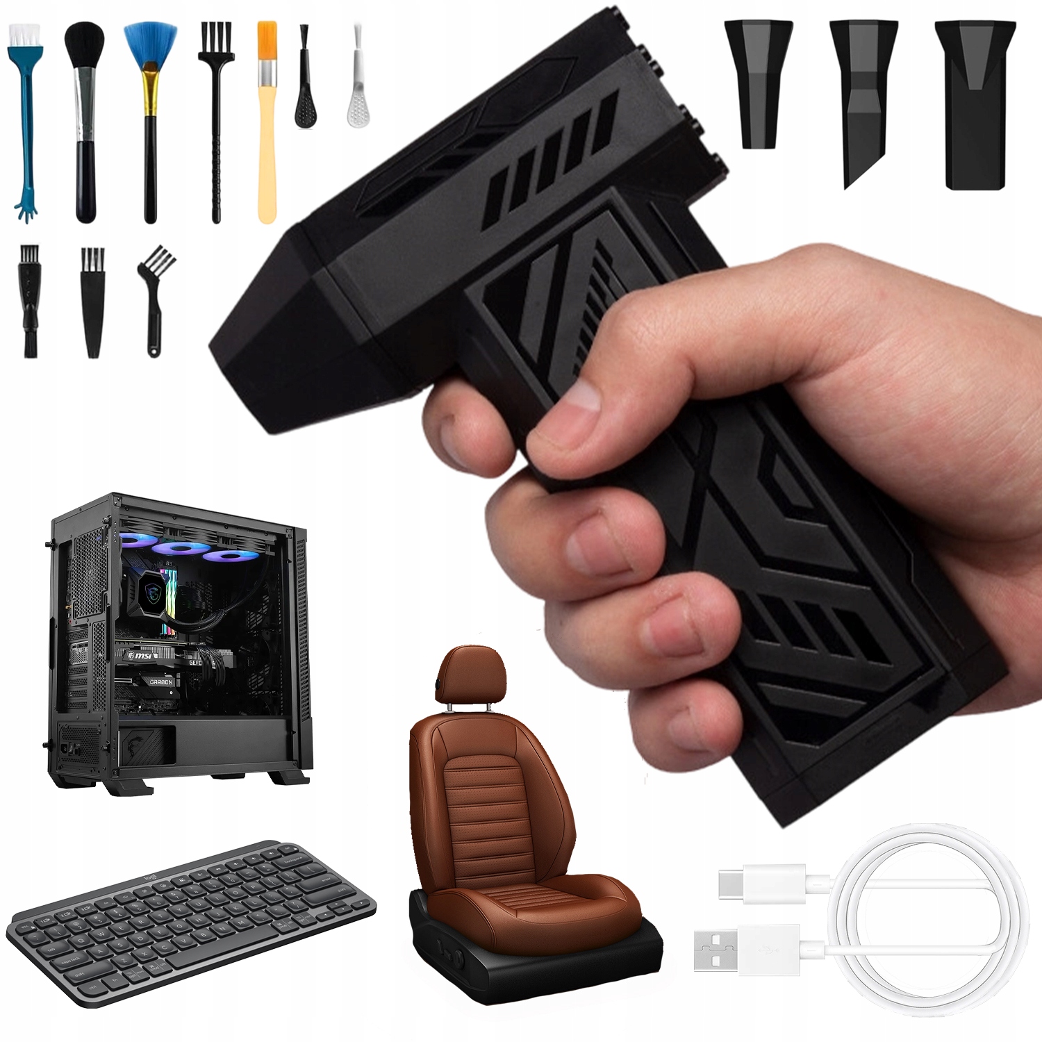 Elektrické Dmychadlo Na Prach 130000 Ot./min Bezuhmlíkový 4 Režimy Usb-c