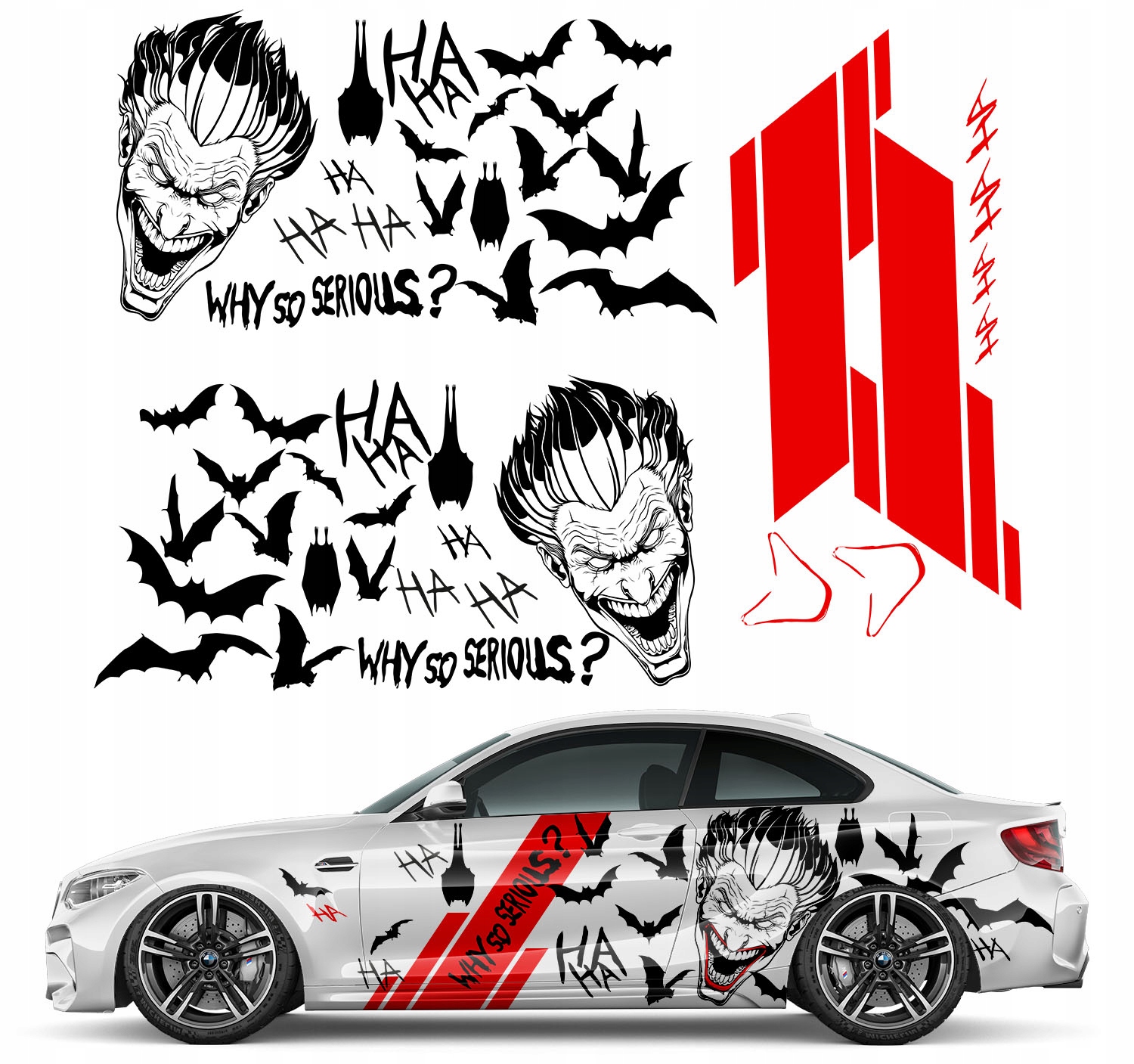 Nálepka Grafika na přívěs na auto Motiv Joker Ha Ha Netopýři 94x570