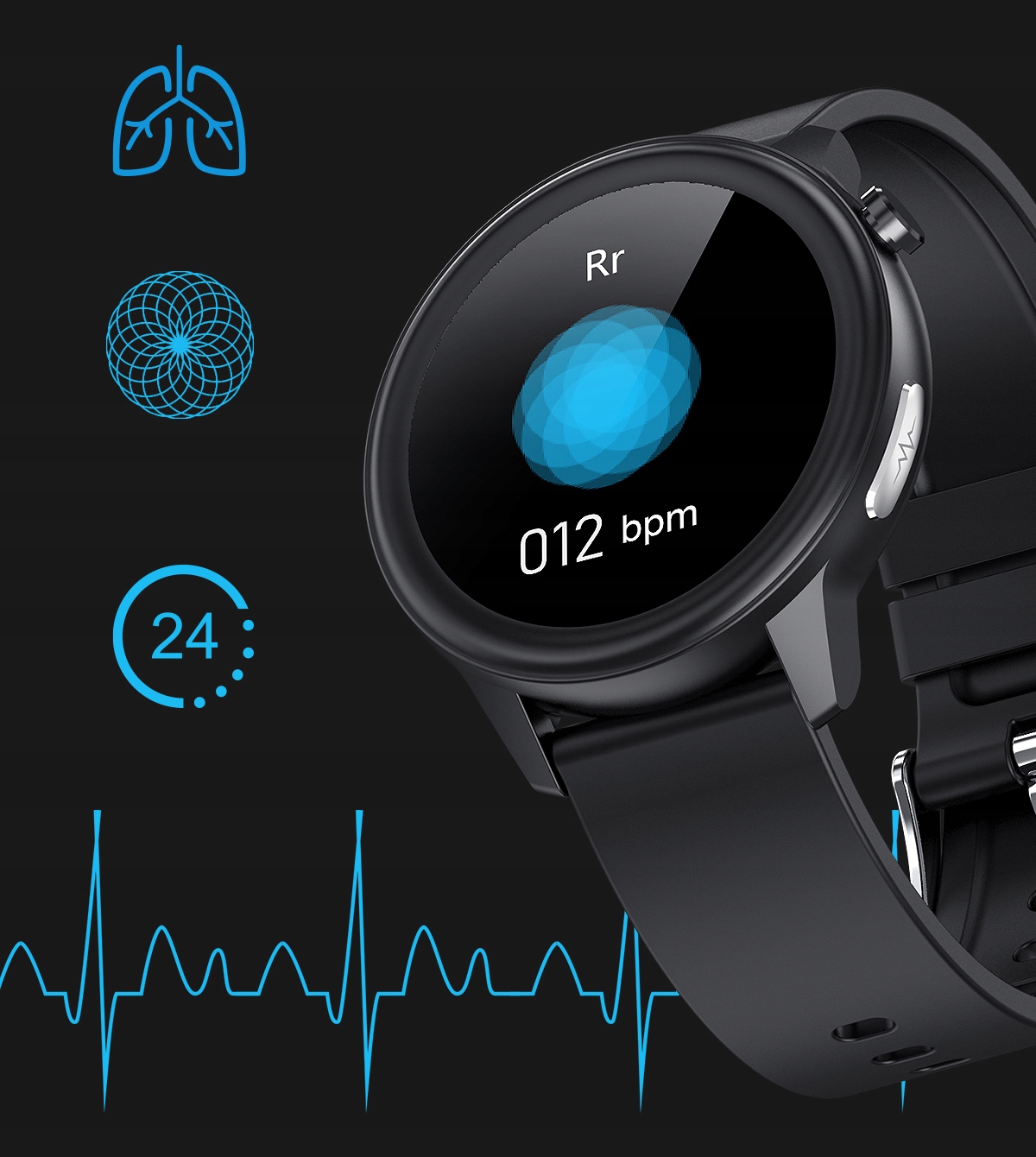 ZEGAREK SMARTWATCH DLA SENIORA EKG PULS CIŚNIENIE Transmisja danych brak