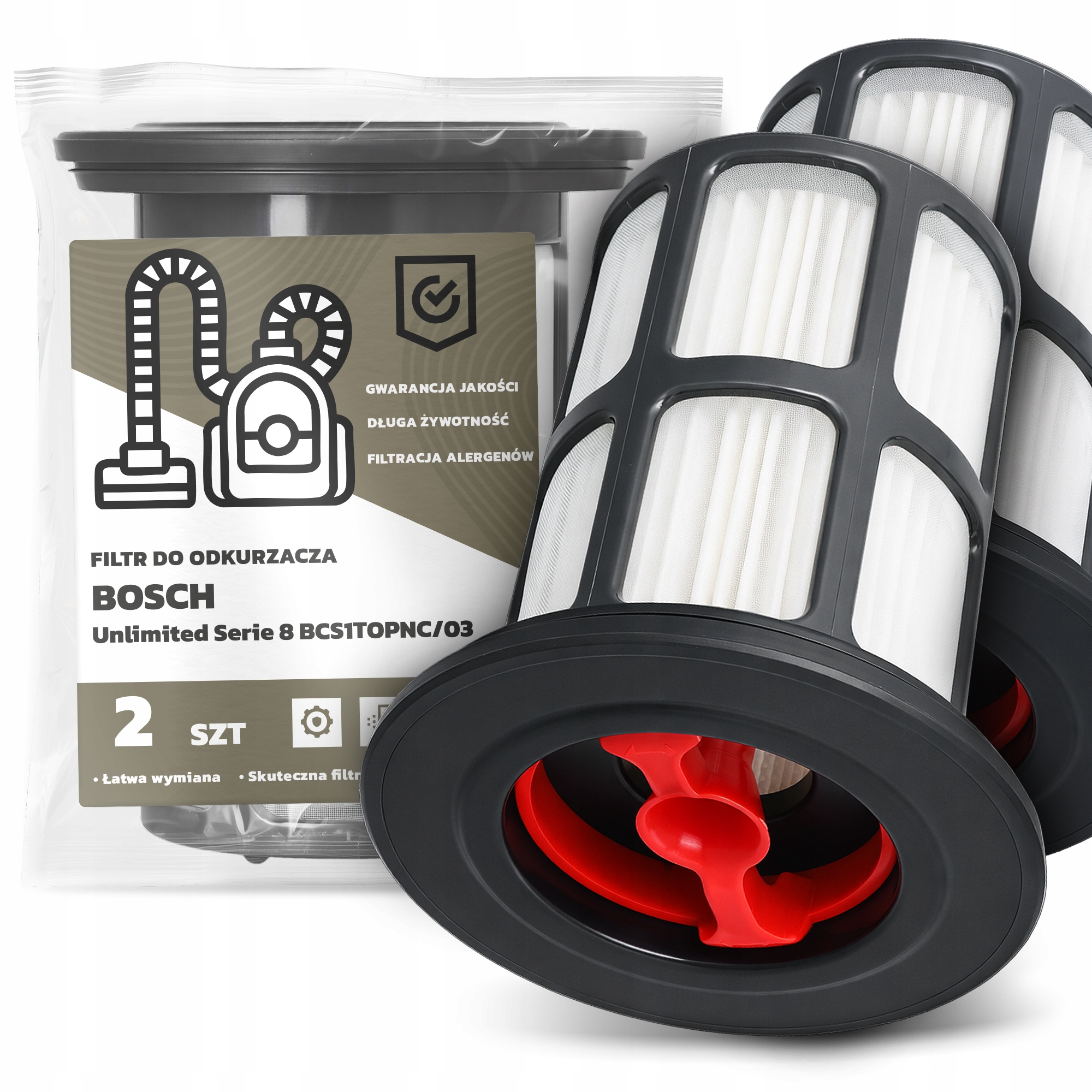 2x Filtr Do Vysavače Bosch Unlimited Serie 8 BCS1TOPNC/03 Hepa Filtr Em-w