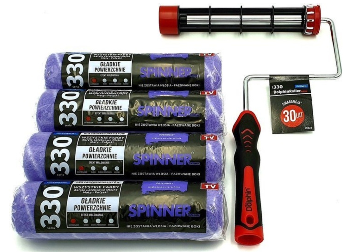 Malířská sada pro malování stěn, rukojeť pro váleček 25 cm a 4 x malířský váleček