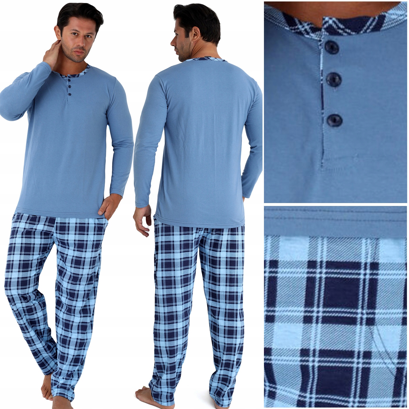 Pánské pyžamo Komplet na zimu s dlouhým rukávem 100% Bavlna XL