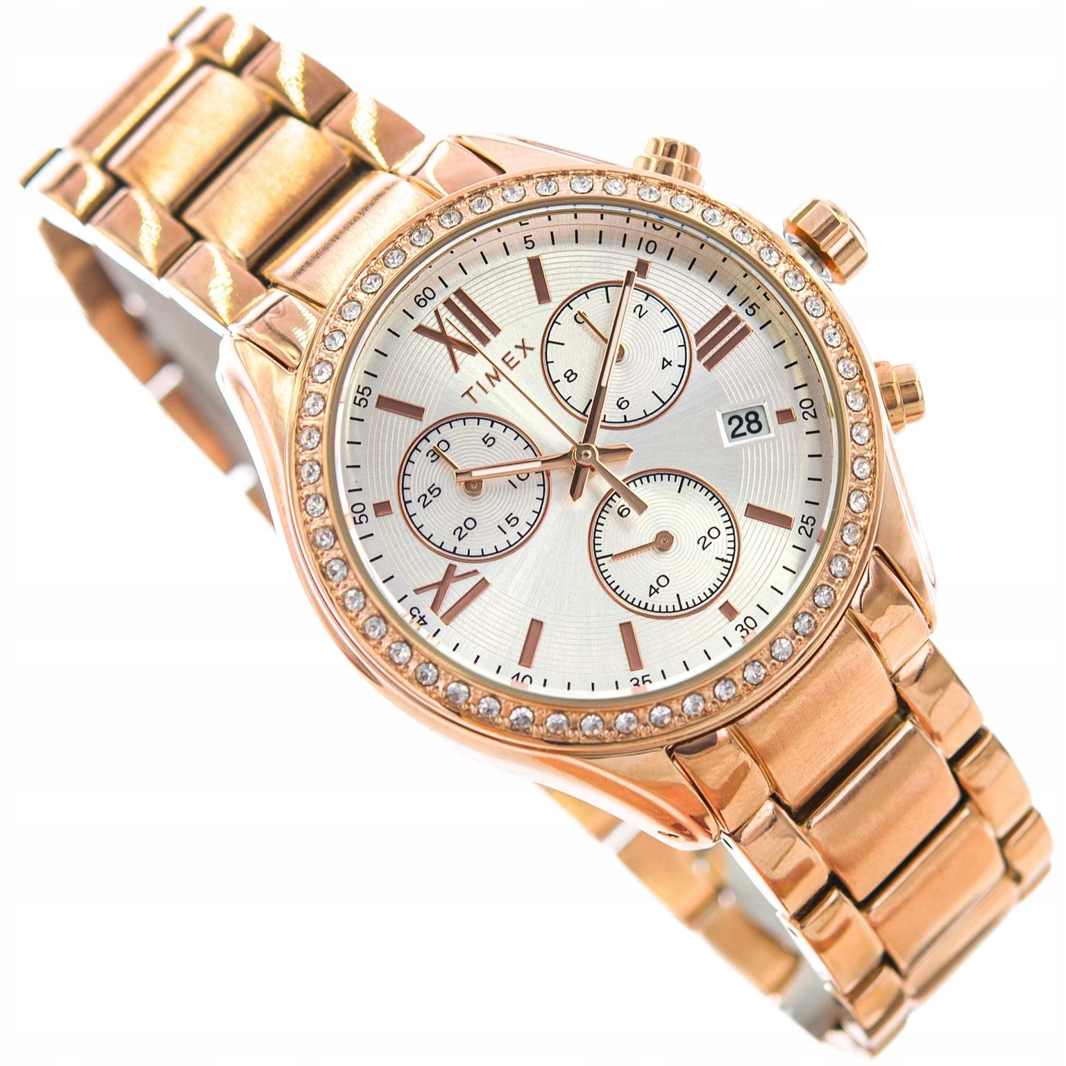 Dámské Hodinky Timex TW2V57900 Miami Růžové Zlato S Ocelovým Náramkem