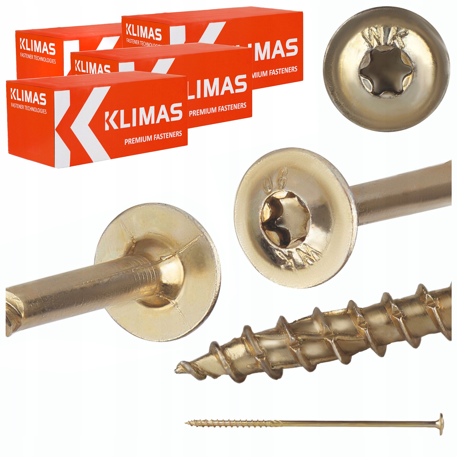 Tesárske skrutky Torx 8x240 mm 200 ks tanierové na drevo Klimas Wkcp