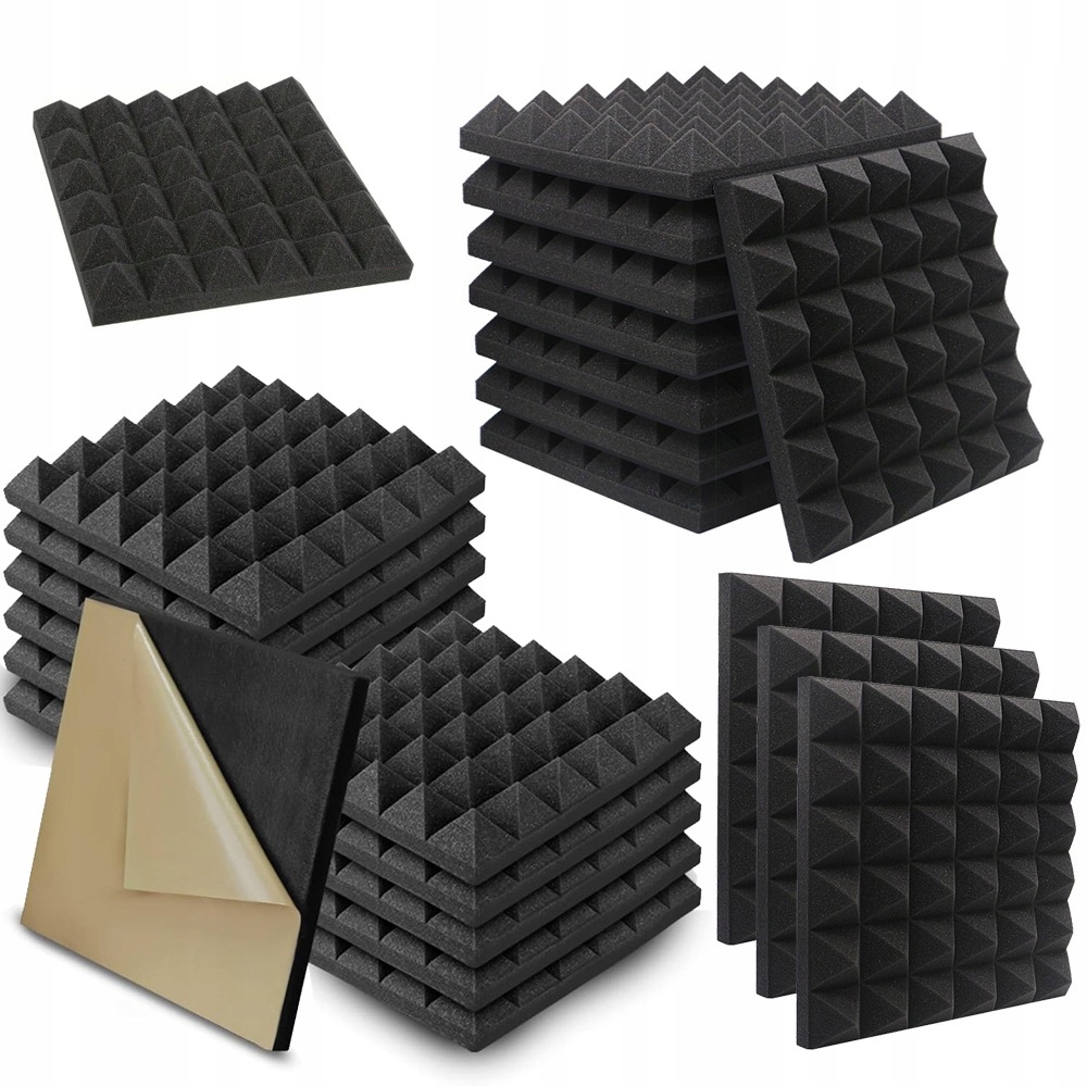 24 Ks Pyramidových Akustických Panelů Pěnová Podložka Akustická 30X30X5