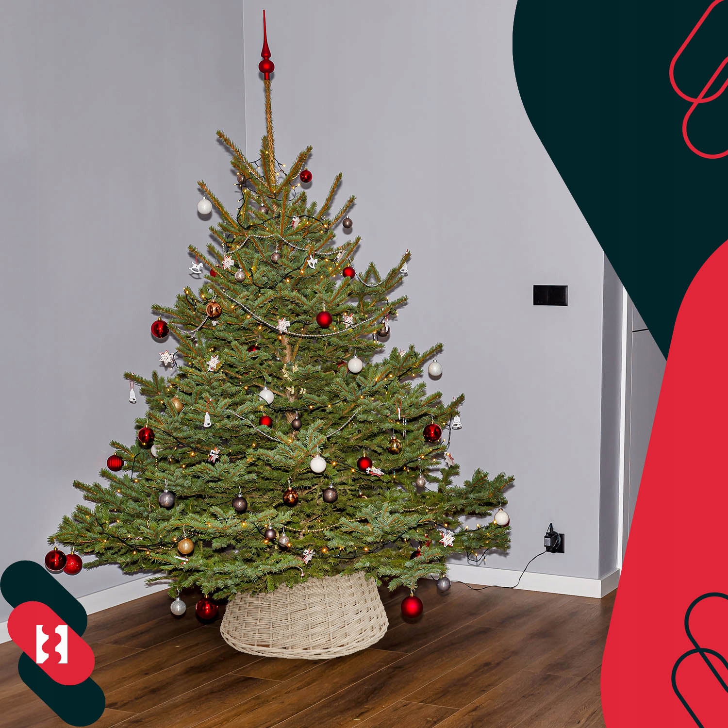 OSŁONA WIKLINOWA Ø45 CM STOJAK POD CHOINKĘ KOSZ STOJAKA NATURALNY WYBIELANY Maksymalna wysokość choinki 0 cm