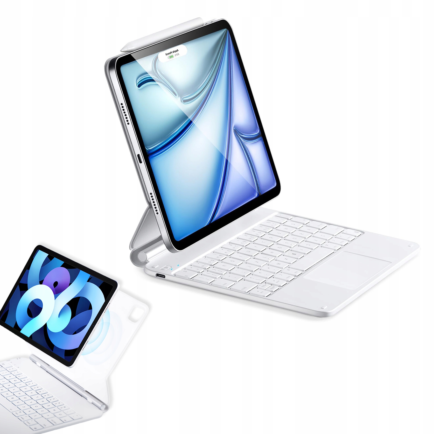 Magnetické Pouzdro S Klávesnicemi Pro Ipad Air4/5/6-Pro11(18/20/21/22) Bílé