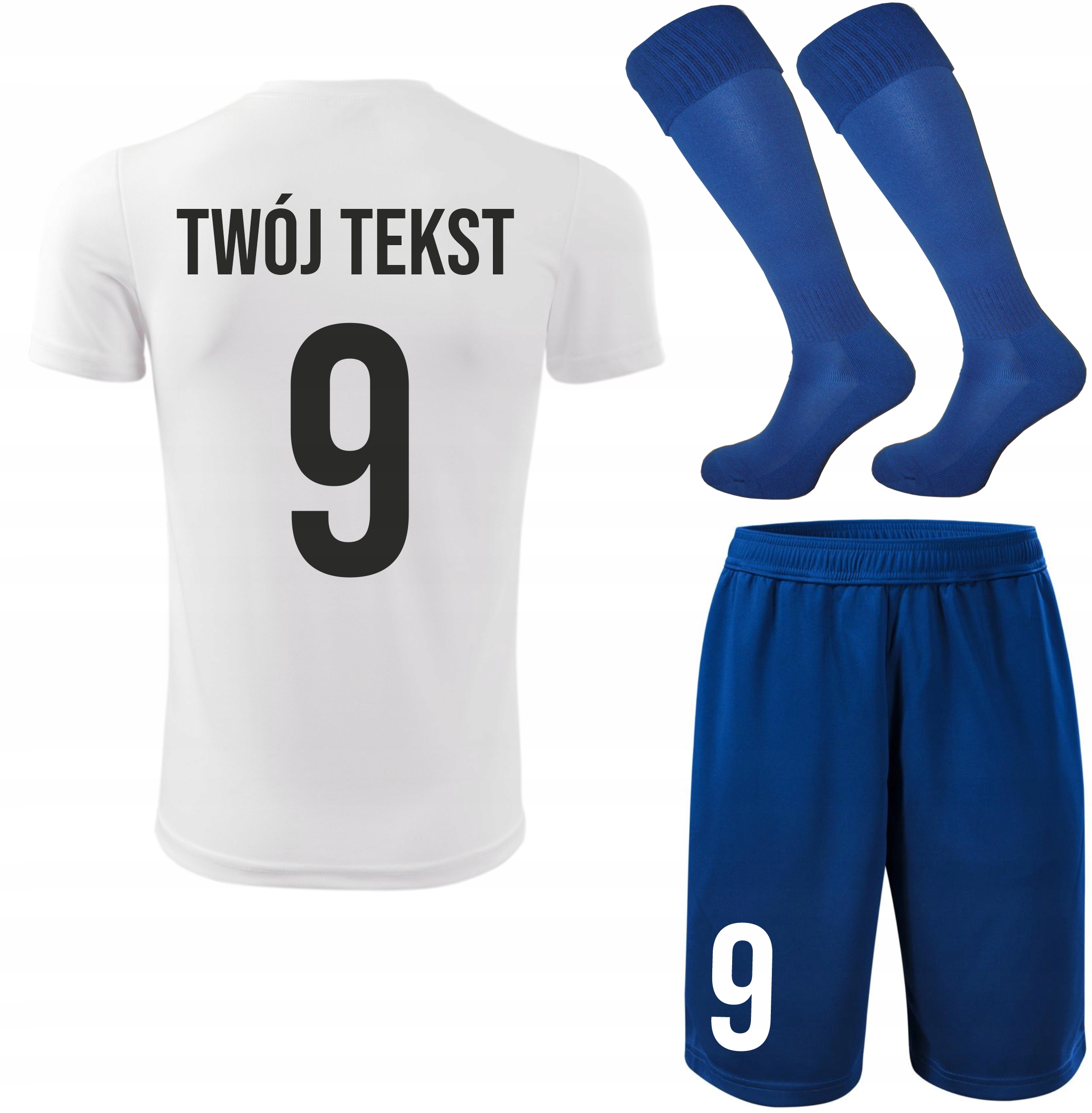 Strój piłkarski Własny Napis i Numer komplet sportowy Z Nadrukiem na Wf 146