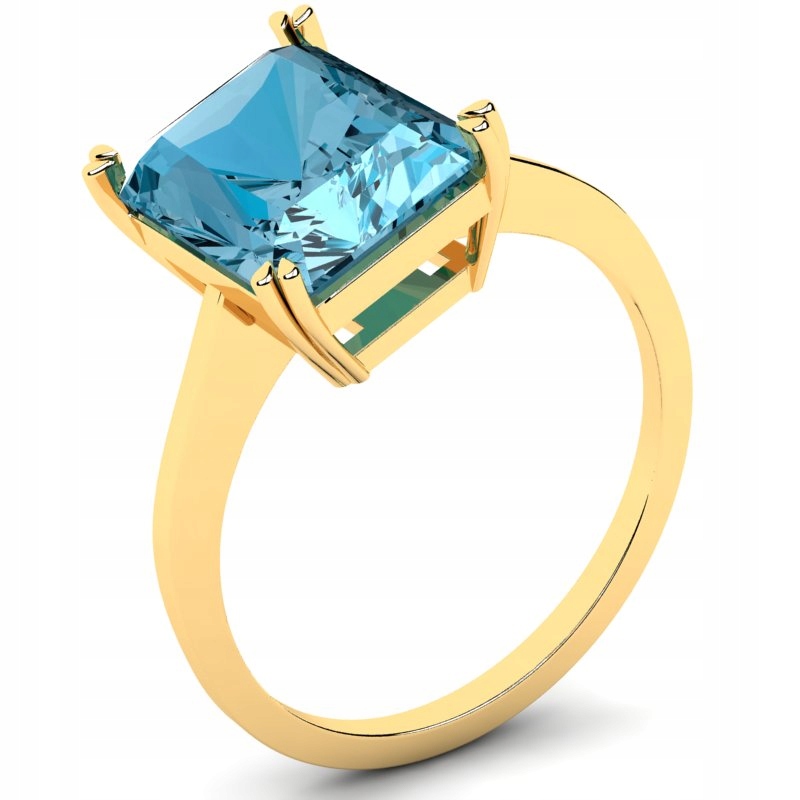 

Pierścionek Złoty Z Błękitną Cyrkonią 10X8MM