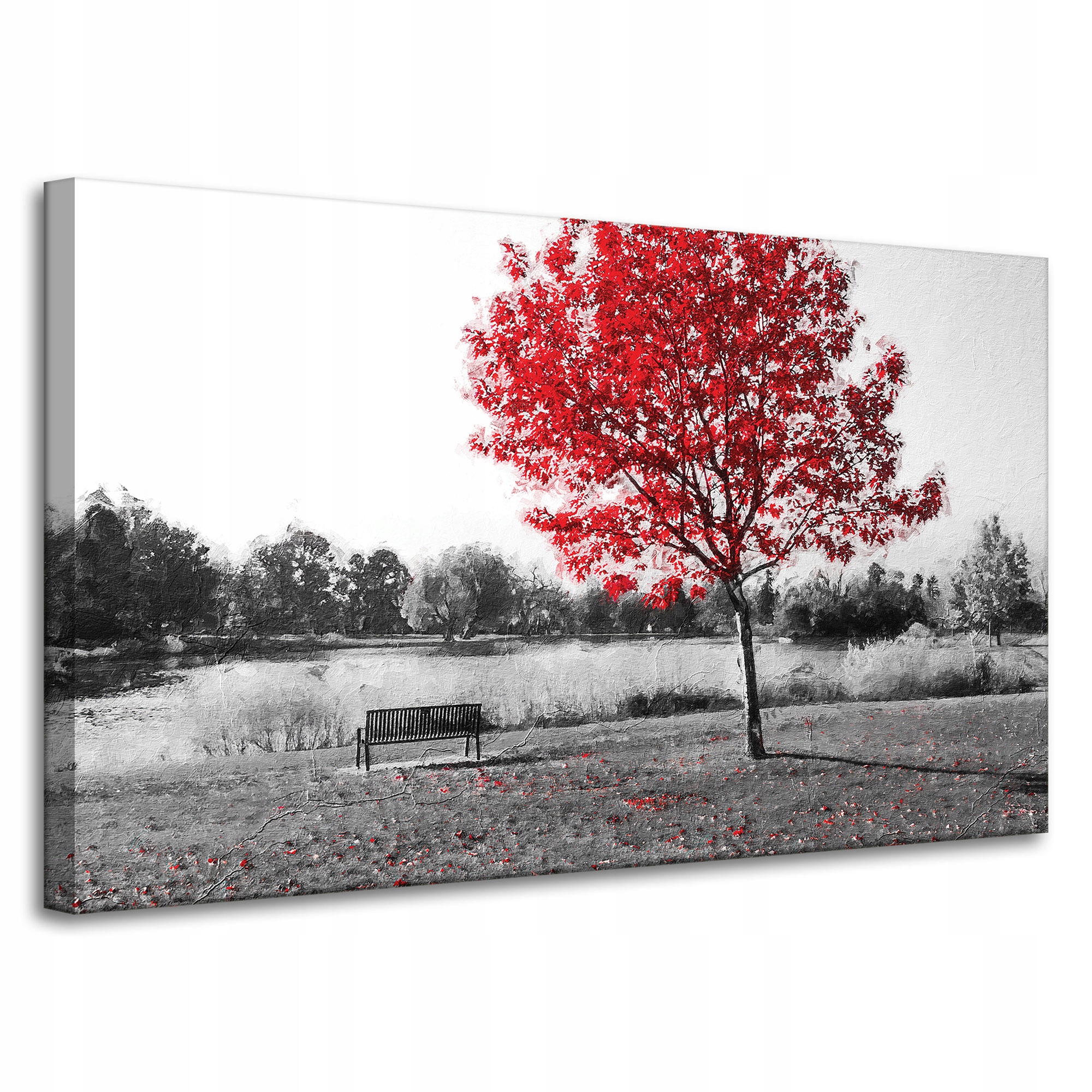 Obraz na plátně Šedá Červená Listy Kontrast 100x60 cm