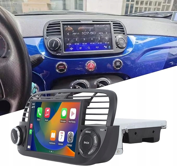 Radio samochodowe dla Fiat 500 2010-2015 Carplay Android czarny