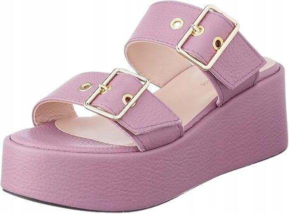 L37 Levandulové Sandály Na Klínku S Přezkami 41 J6A