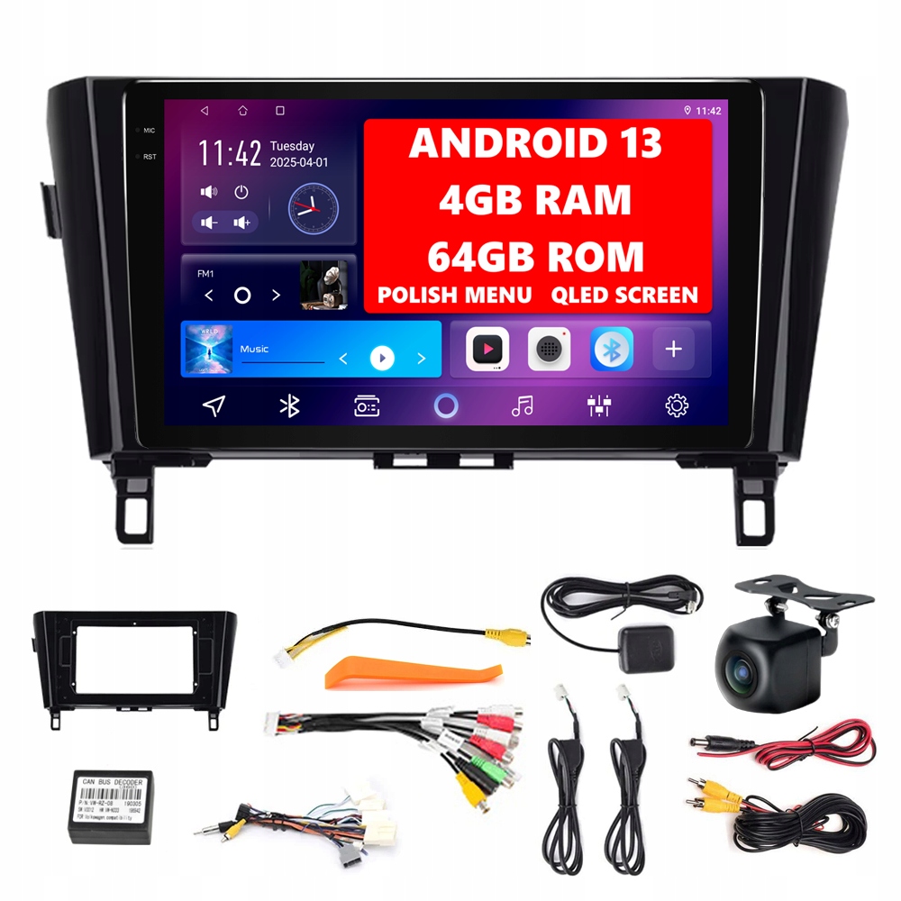 Android 13 Rádio Nissan Qashqai J11 2013-2017 s Android Auto a Carplay, 4GB/64GB