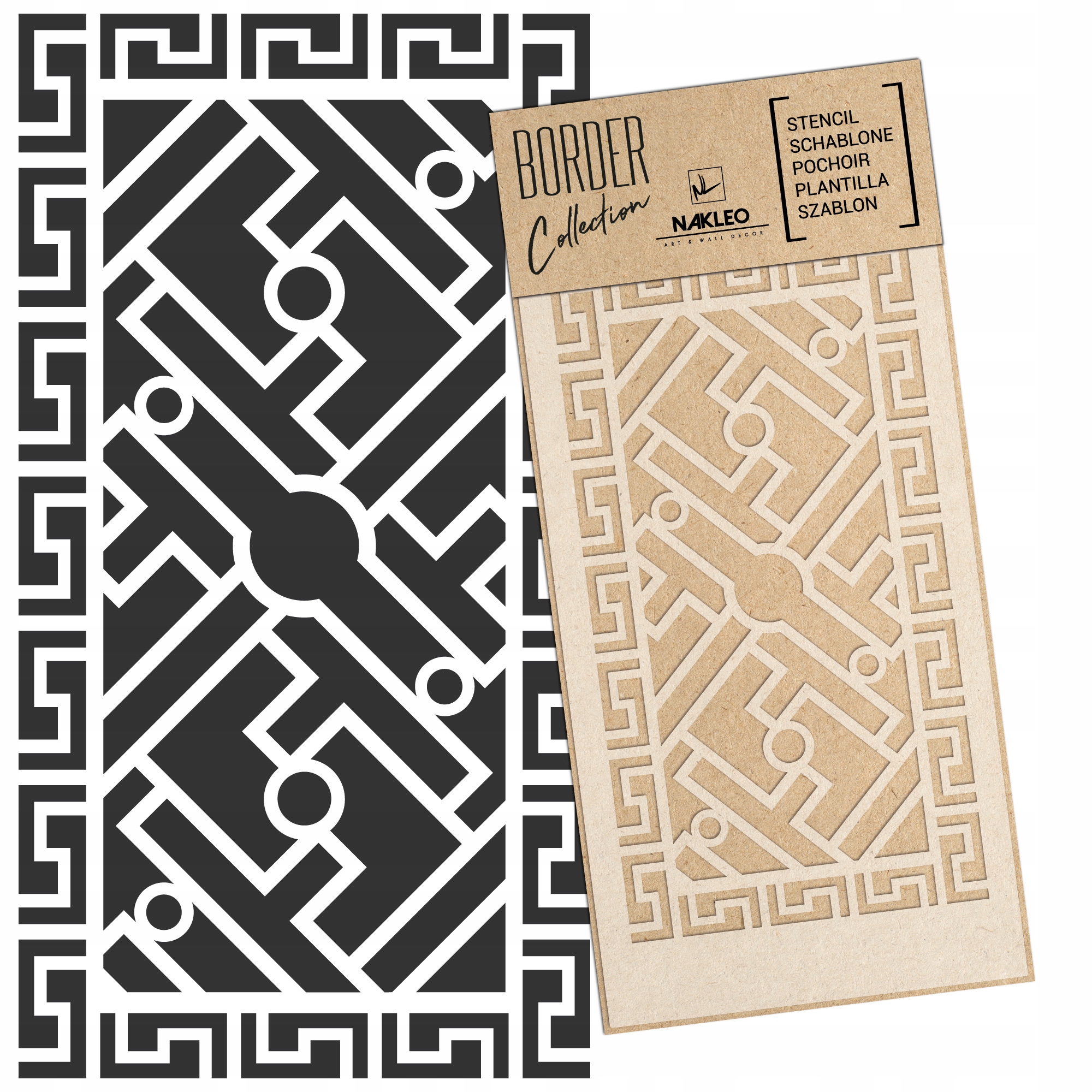 Malířská šablona Bordura Opakovaně Použitelný 45x95 cm Ornament Čínská Zábradlí