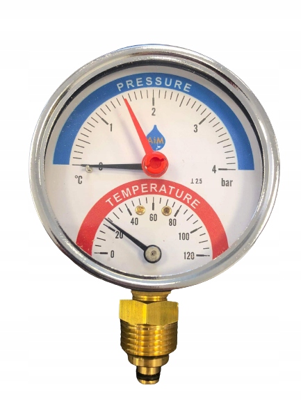 Termomanometr radialny dolny Ø80 1/2 4 BAR 120C