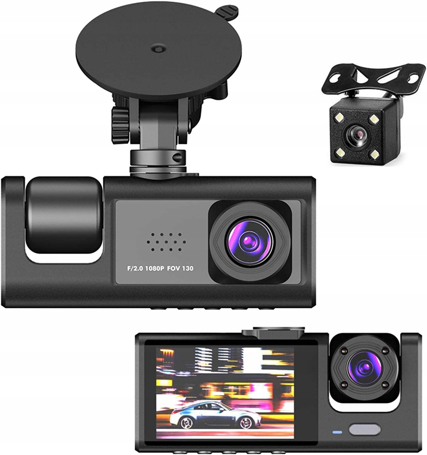 Rejestrator jazdy z kamerą samochodową z 3 kanałami