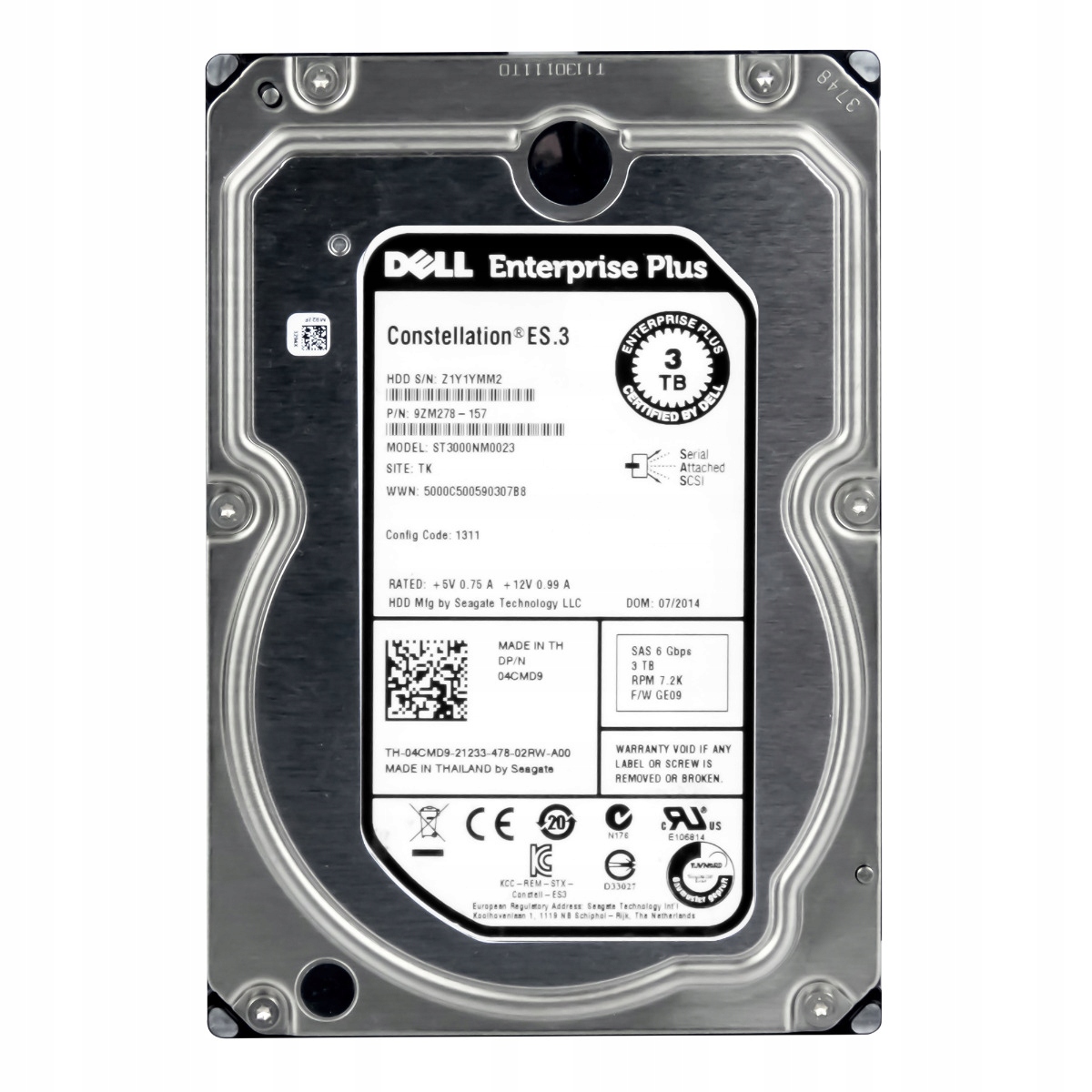 Dell 04CMD9 3TB 7,2 tisíc 128 Mb SAS-2 3,5'' ST3000NM0023