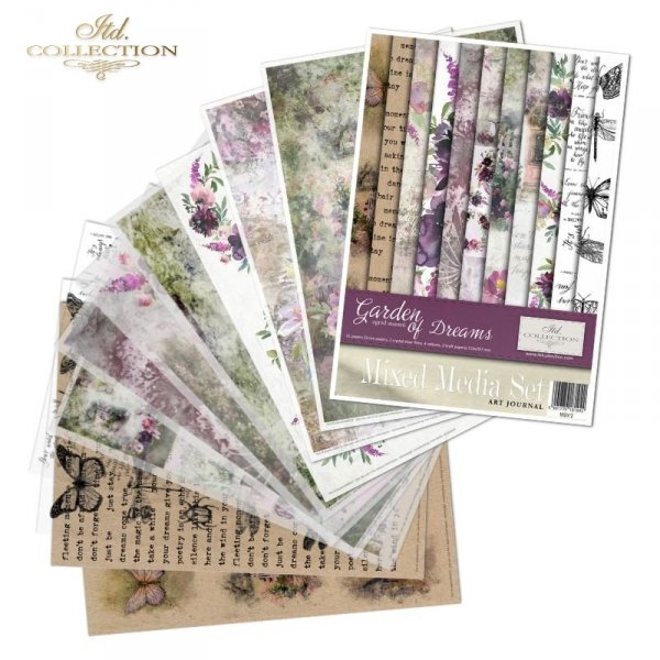 Kreativní sada Zahrada Snů, 11 papírů A4 na decoupage, scrapbooking