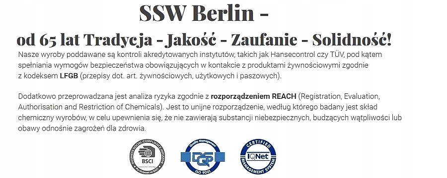 GARNEK STALOWY 0,9L INDUKCJA JAKOŚĆ SSW BERLIN Typ powłoki inna