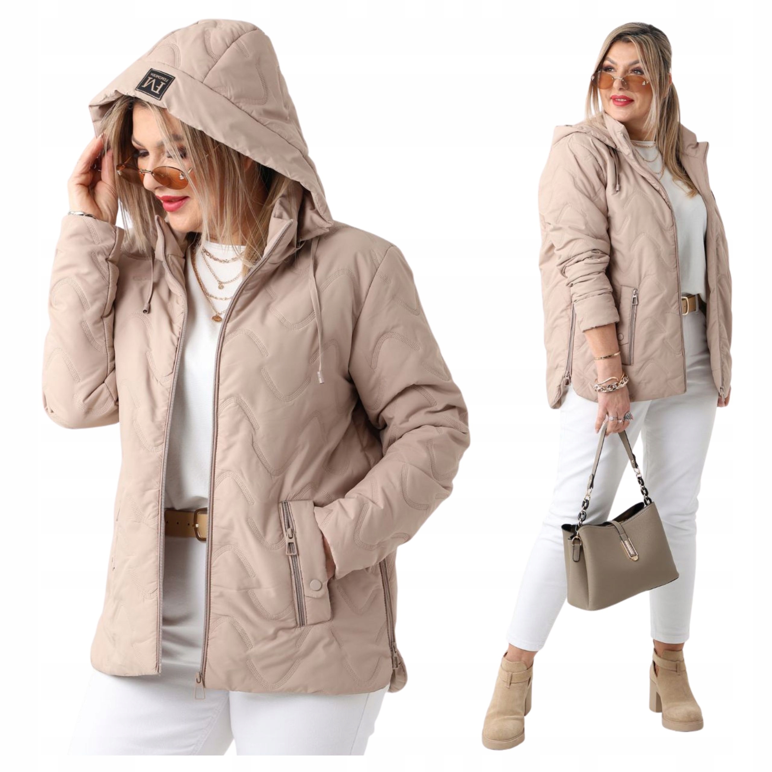 Kurtka Pikowana Damska Lekka Przejściowa Z Kapturem Duże Rozmiary