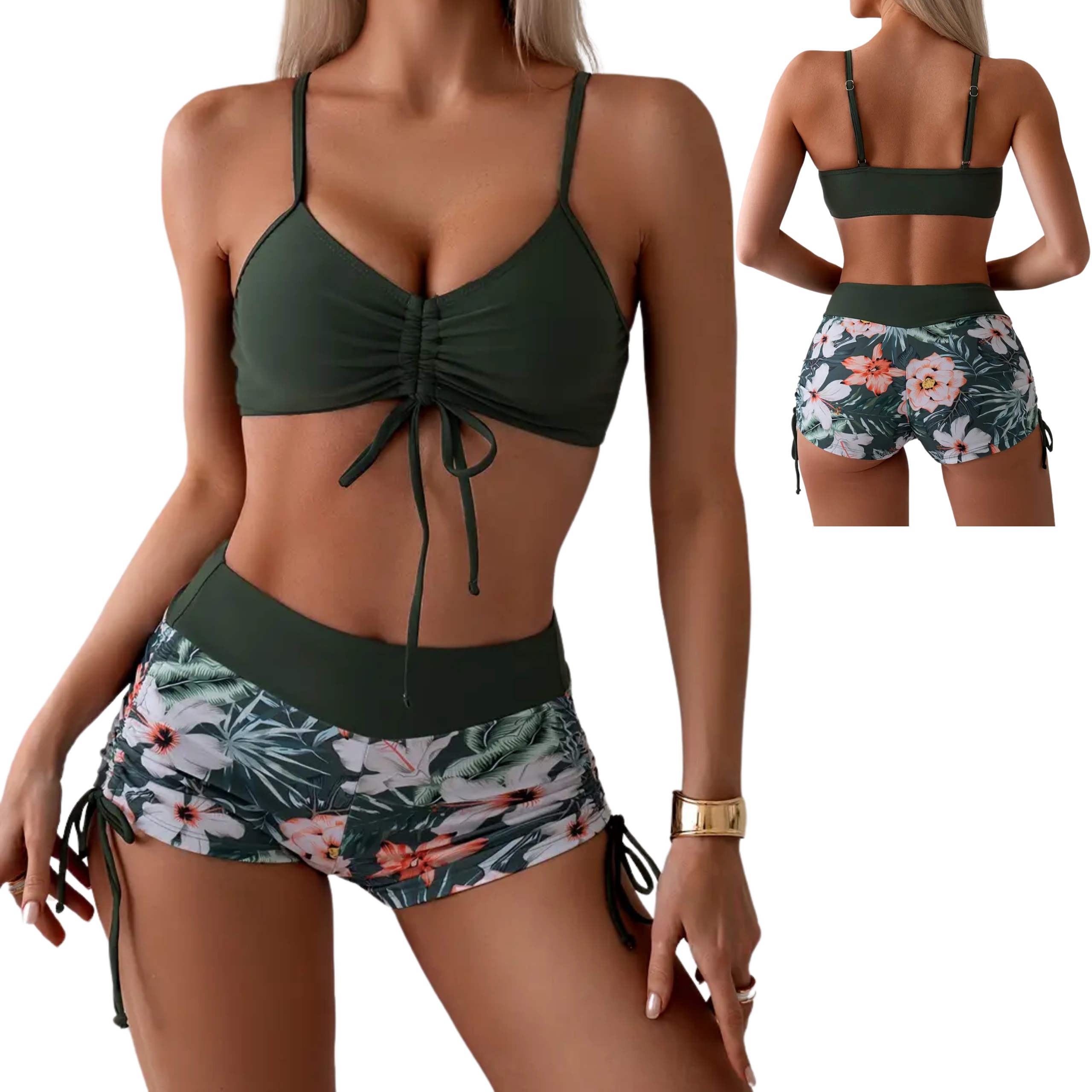 STRÓJ KĄPIELOWY DWUCZĘŚCIOWY ELASTYCZNY SZORTY SPODENKI PLUS SIZE M2 M 38