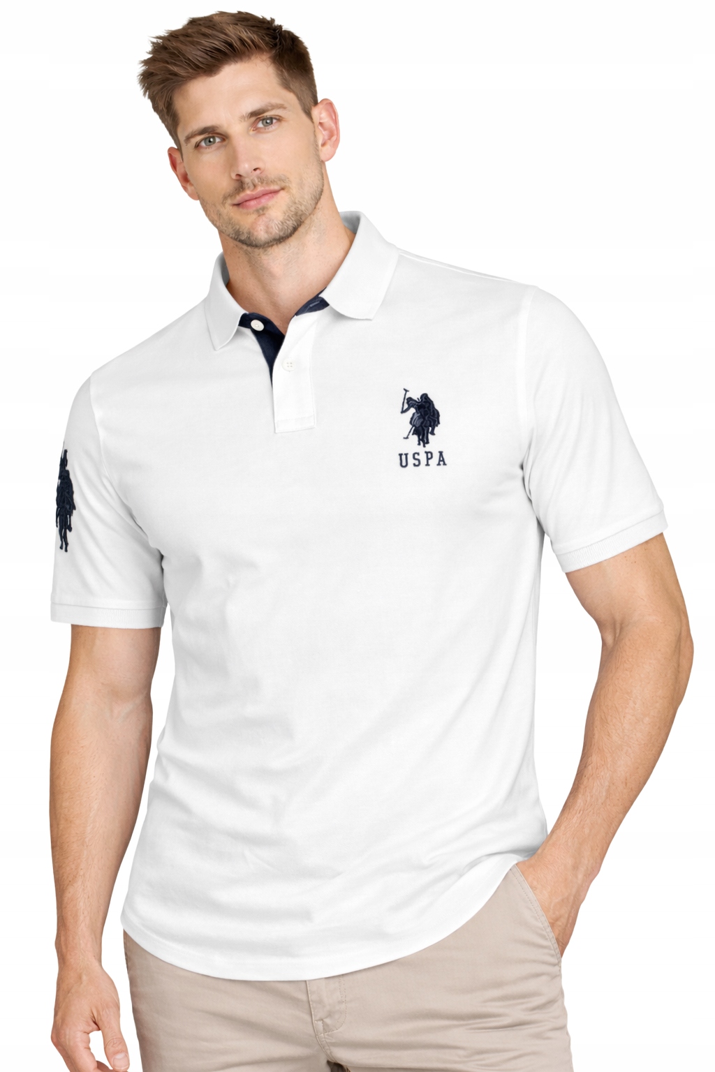 U.s. Polo Assn. Pánská Polokošile MUP3313-P90 bílá polovina s výšivkou