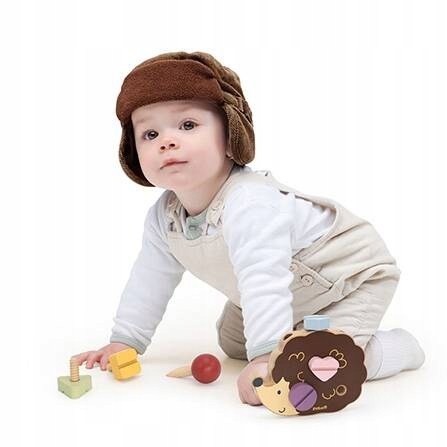 DREWNIANA ZABAWKA KONSTRUKCYJNA JEŻYK ZE ŚRUBKAMI MONTESSORI Stan opakowania oryginalne