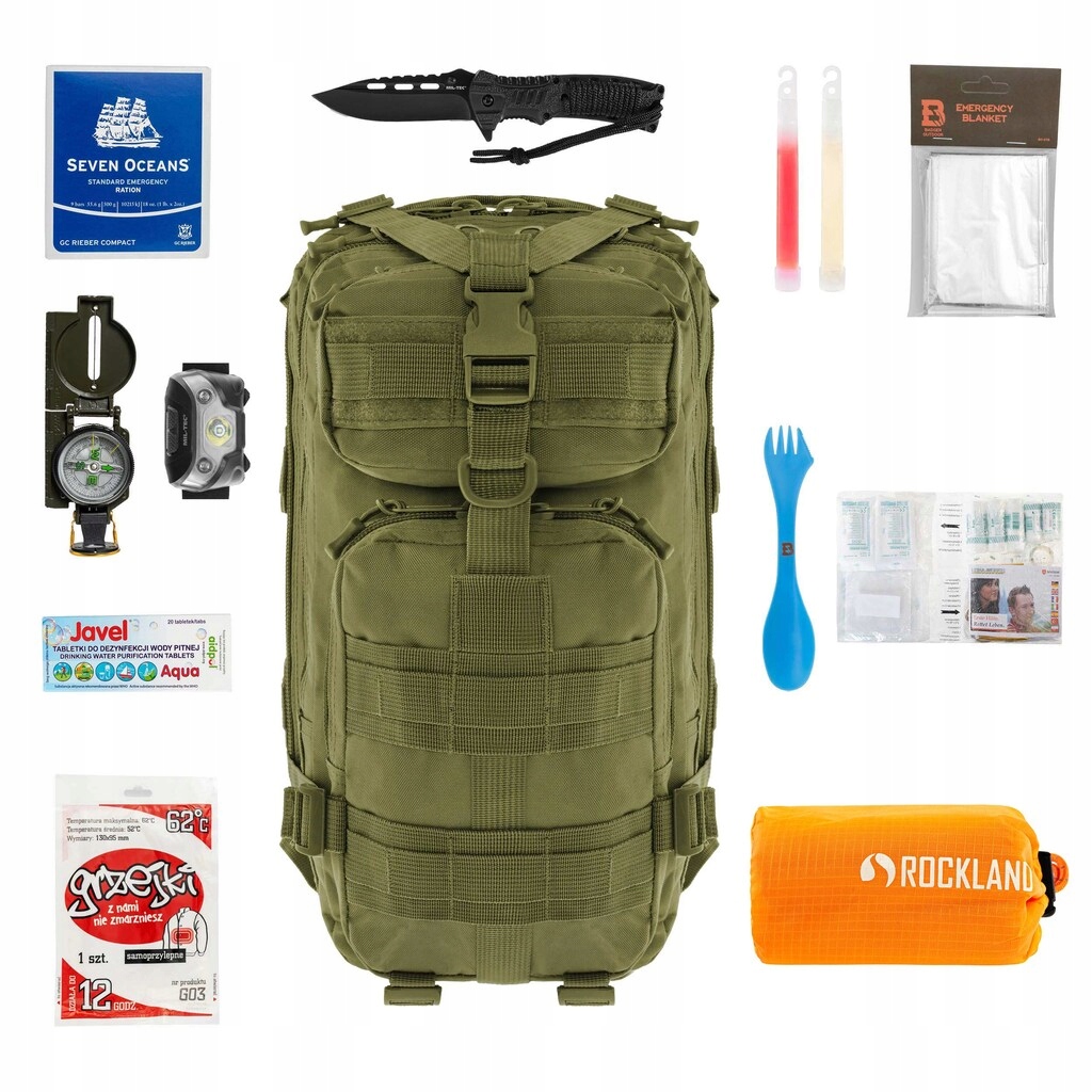 Batoh Badger Outdoor Recon 25l Olive Escape s vybavením