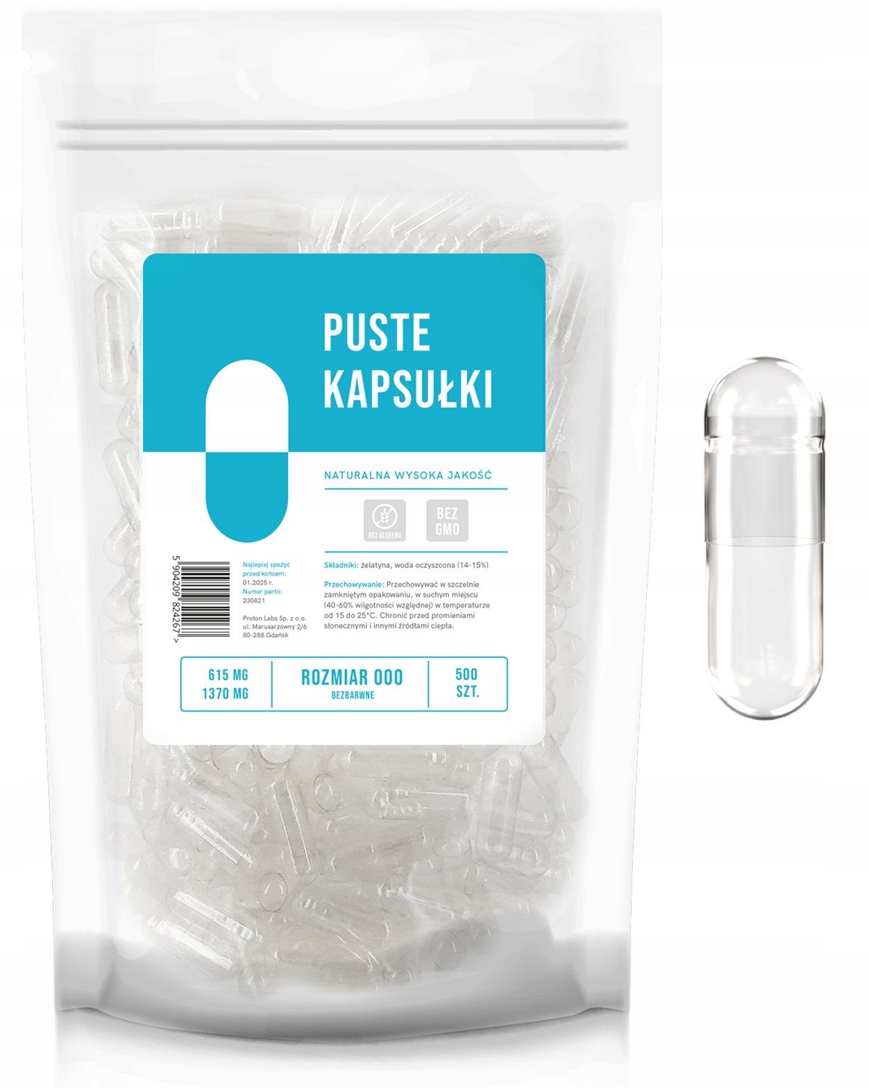 

Puste kapsułki żelatynowe rozmiar 000 500 sztuk