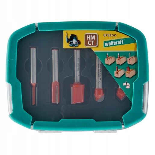 Sada Fréz Pro Drážky Do Dřeva 5KS, Držák 8 MM V Krabičce