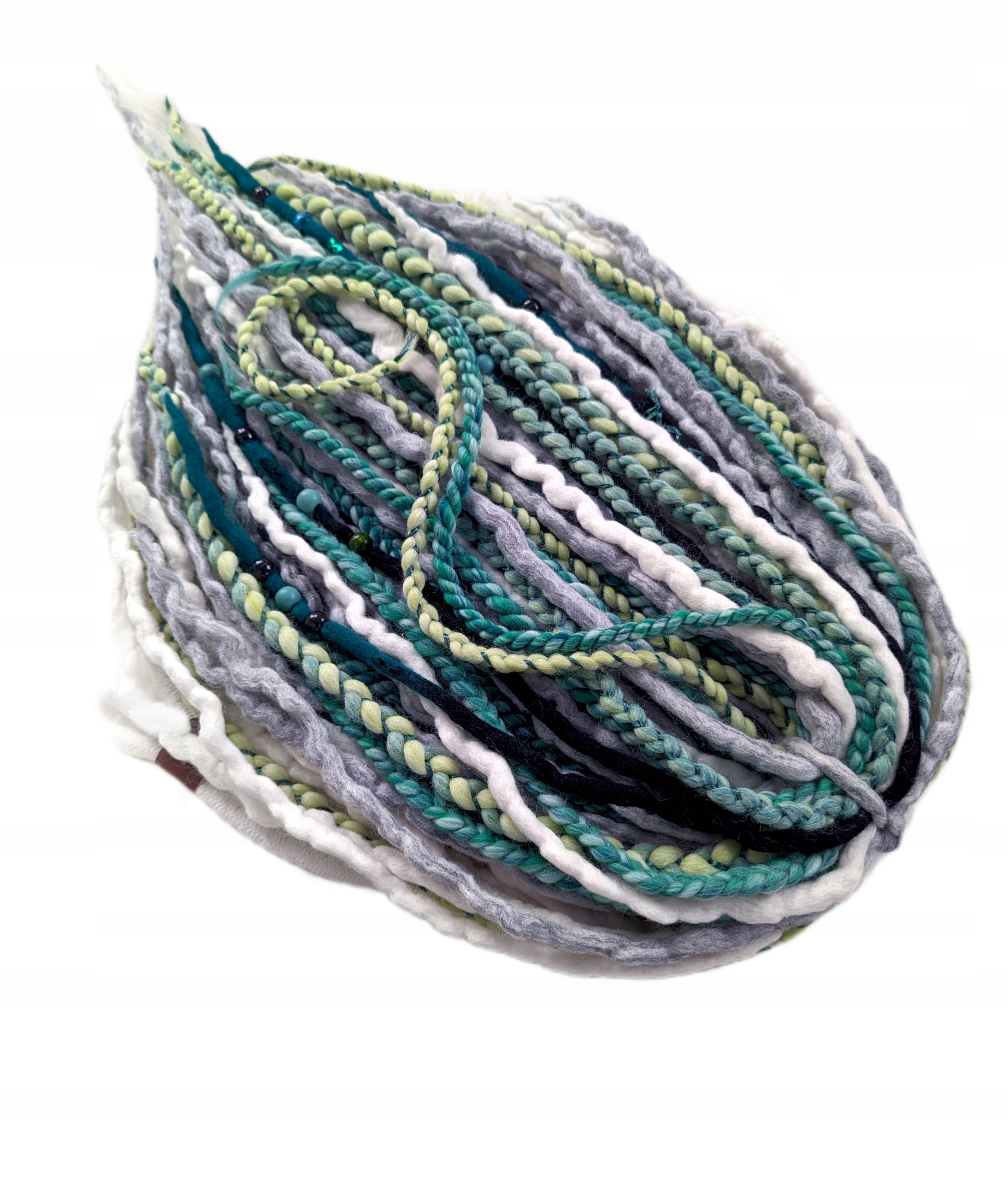 Vlněné pastelky Dredy, bílé šedé a zelené, Magická Louka, 40 kusů