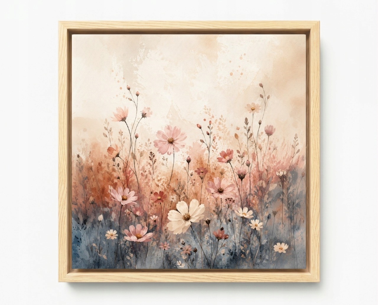 Obraz Rám Americký Box Grafika Zahrada Louka Květiny Pastel Scandi Boho 80x80